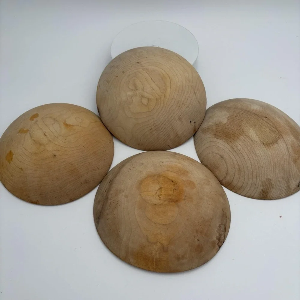 Handcarved Spalted Wooden Bowls‎ Oval Salad Set Of 4 Handcrafted MCM 7x8